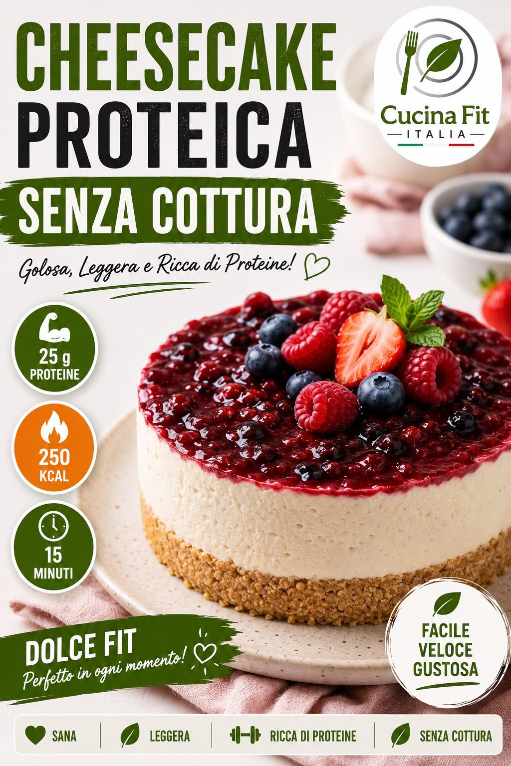 Cheesecake proteica senza cottura