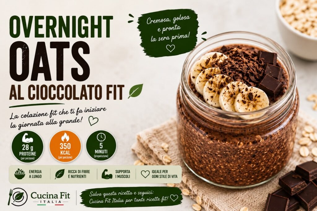 Overnight Oats al Cioccolato Fit con yogurt greco e avena