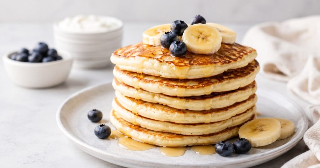 Pancake proteici soffici con yogurt greco