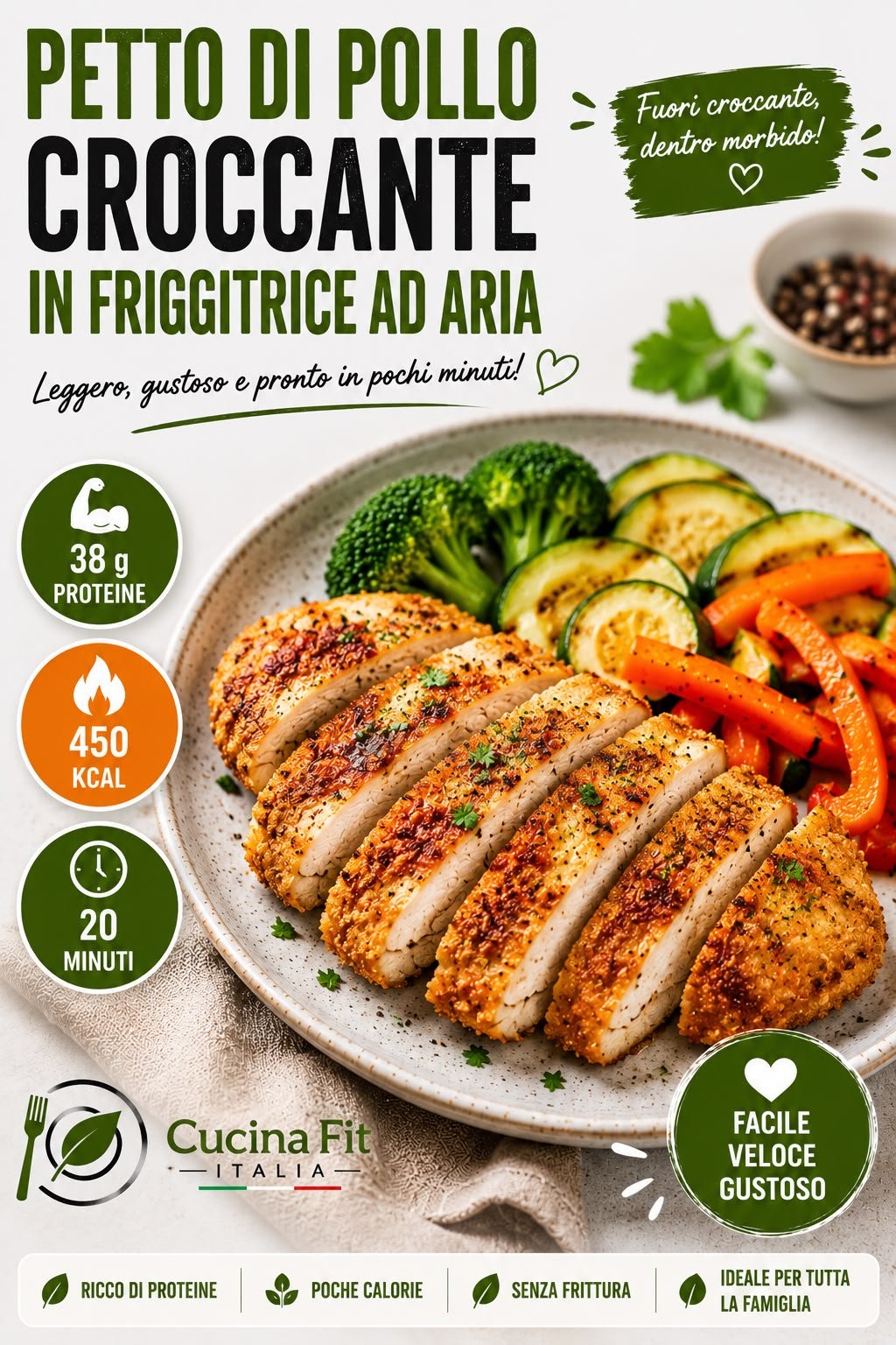 petto di pollo in friggitrice ad aria croccante fuori e morbido dentro